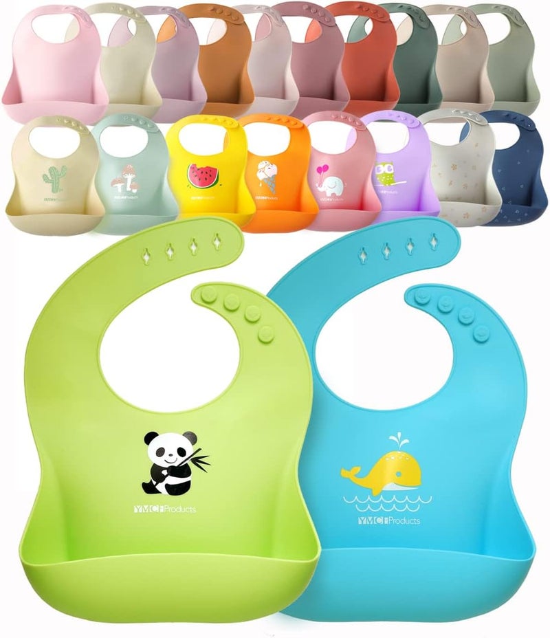 YMCF Products 2-Pack Waterproof Silicone Baby Bibs - Image 1